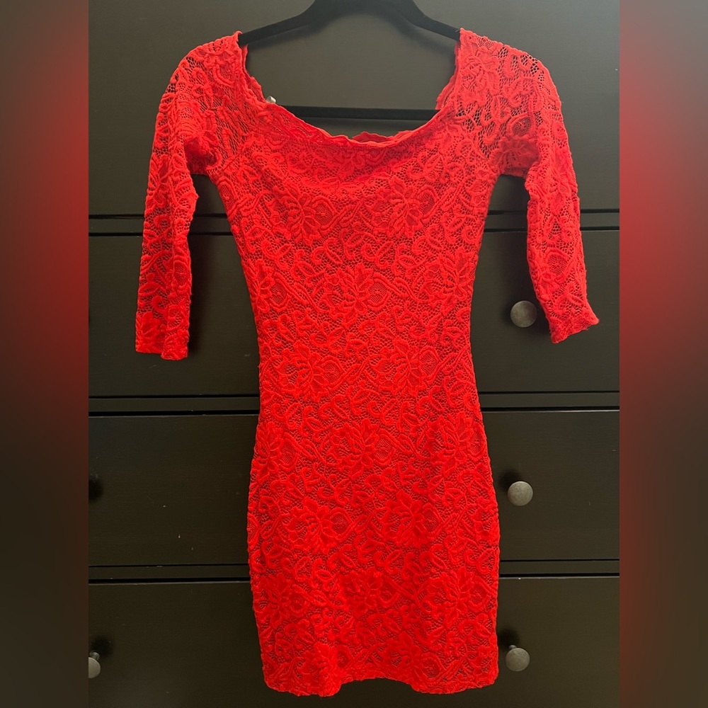 XS Love Culture Red Long Sleeve Cocktail Dress